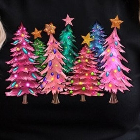 Christmas Trees Sweatshirt Holiday Winter Womens Xmas Gift Cozy Sweatshirt 79 - Picture 2 of 5